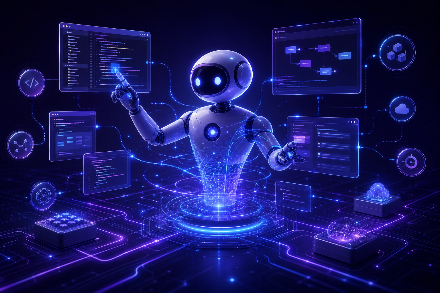 AI agent and coding tools illustration