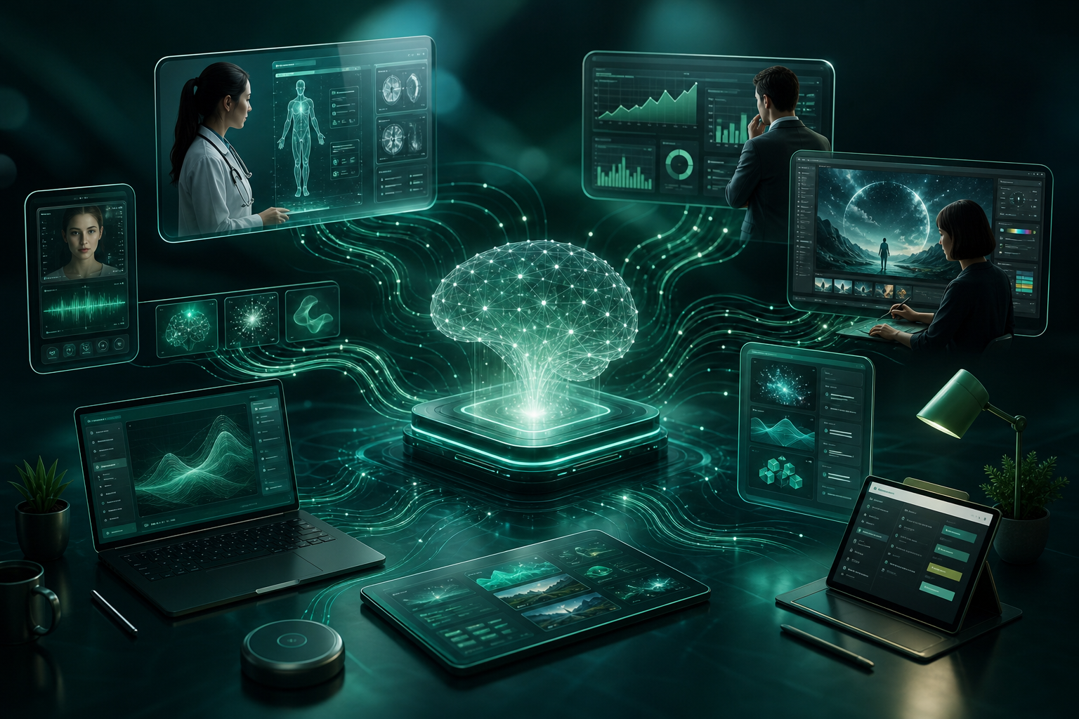AI applications and products illustration